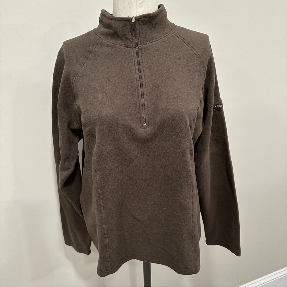 L.L. BEAN Fitness Fleece Quarter-Zip Pullover Brown Size Medium